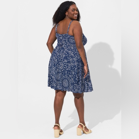 Torrid Mini Rayon Slub Fit Lace-Up Back Fit N’ Flare Dress - Picture 2 of 8